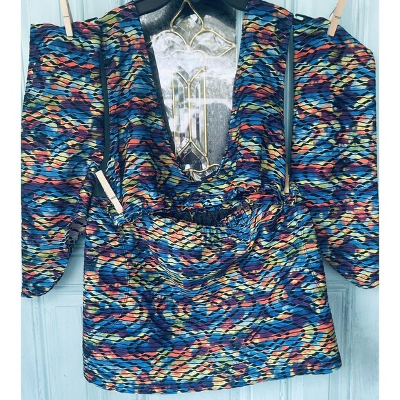 Rave Til The Grave Clothing Other - Multicolored Trippy 4Pc  Upcycled Festival Rave Fit  L XL Skirt Top Sleeves